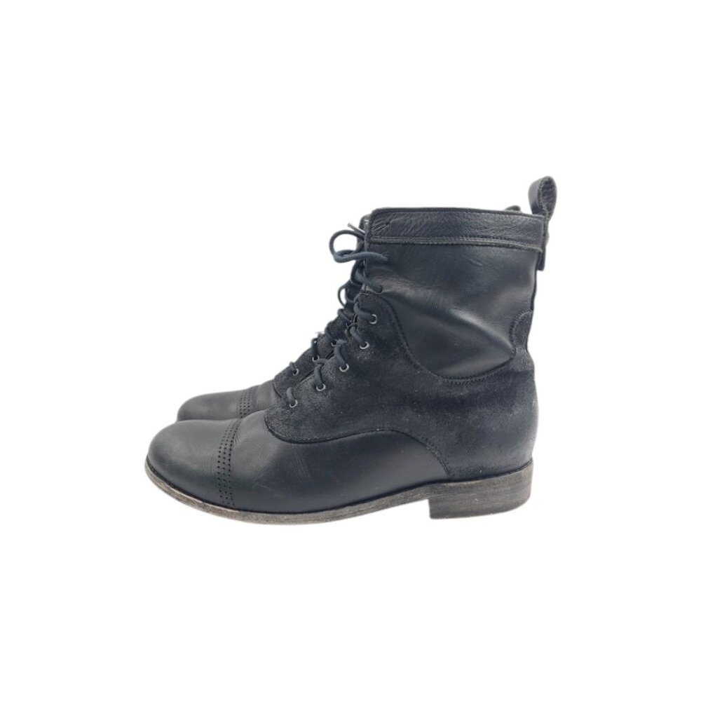Olukai Women's Black Nani Kamea Side Zip Classic Leather Ankle Moto Boot Sz 6